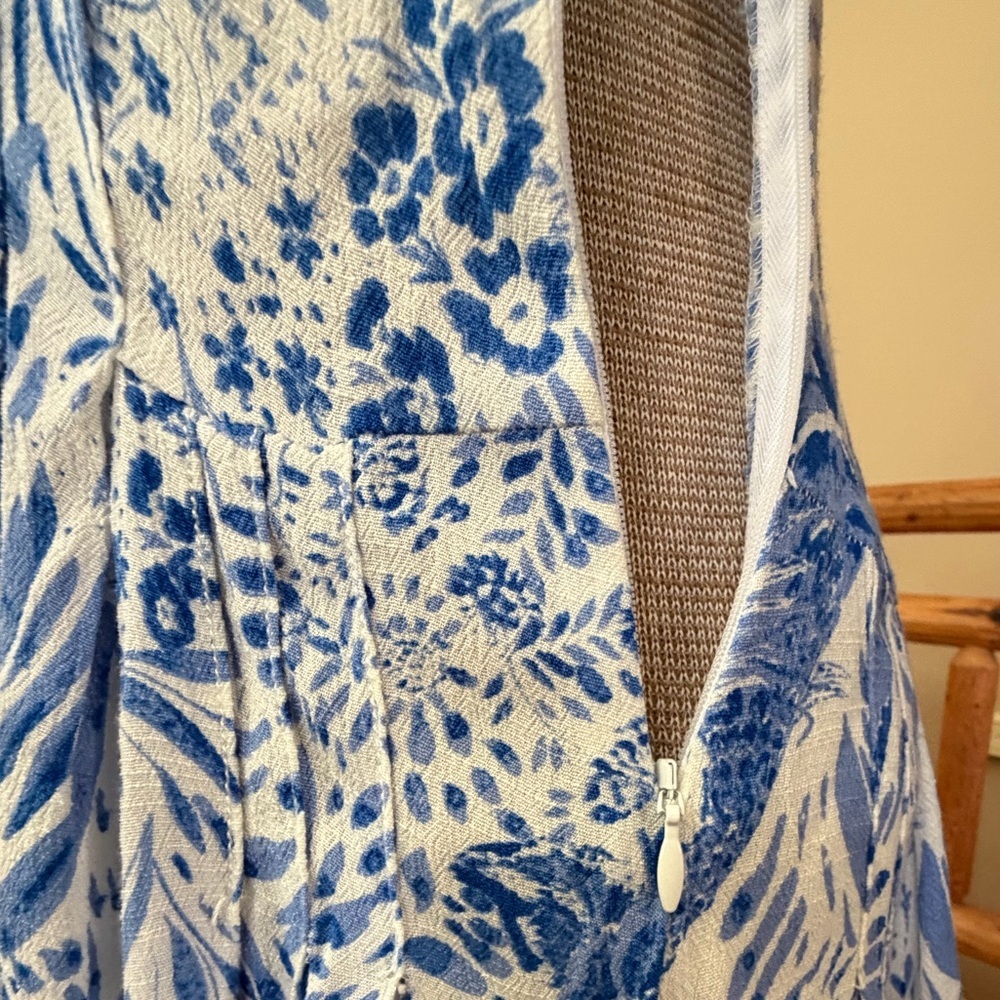 Free People “Forever Always” Floral Midi Dress Blue & White Size 0 - Picture 12 of 16
